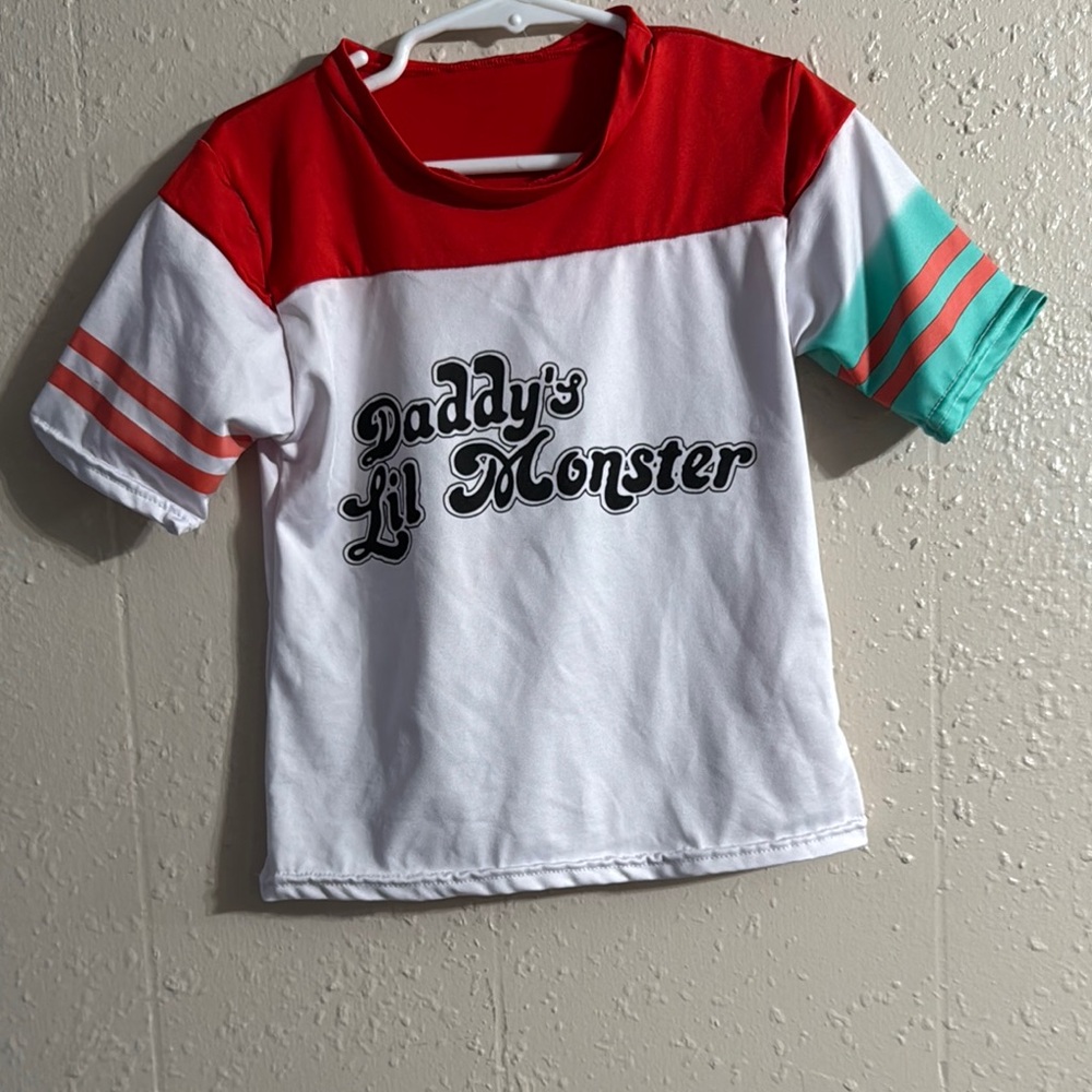 Red and White Short Sleeve Tee with Sporty Accents